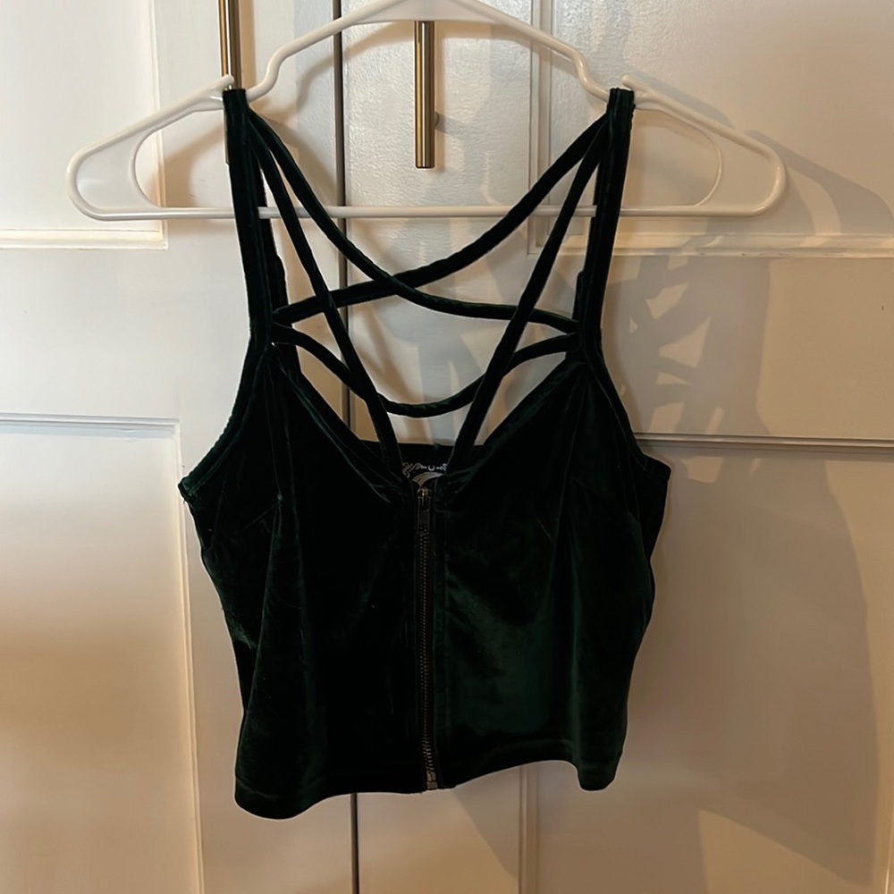 Killstar Green Velvet Pentagram Crop Top